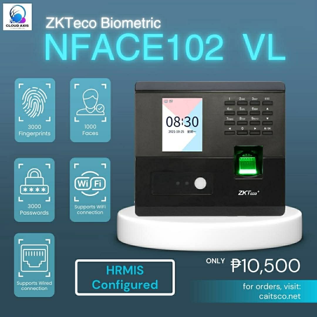 ZKTeco Nface102 (ADMS-Ready; HRMIS Compatible)